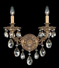  5642-83H - Milano 2 Light 120V Wall Sconce in Florentine Bronze with Clear Heritage Handcut Crystal