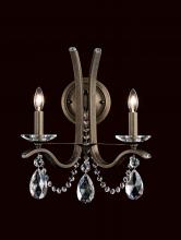  VA8332N-48H - Vesca 2 Light 120V Wall Sconce in Antique Silver with Clear Heritage Handcut Crystal