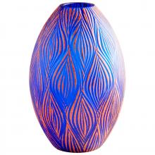  10033 - Fused Groove Vase|Blue-LG