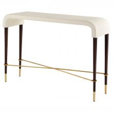 Cyan Designs 12220 - Channel Console Table Off-White Walnut Brass
