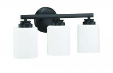  50503-FB-WG - Bolden 3 Light Vanity in Flat Black (White Glass)