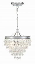  130-CH - Calypso 3 Light Crystal Teardrop Polished Chrome Mini Chandelier