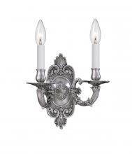  642-PW - Crystorama 2 Light Pewter Cast Brass Sconce