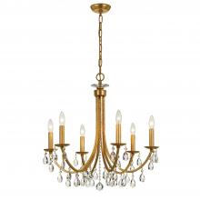  8826-GA-CL-MWP - Bridgehampton 6 Light Hand Cut Crystal Antique Gold Chandelier