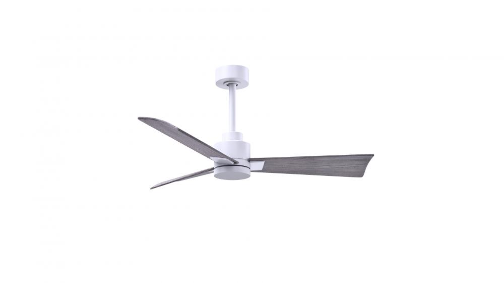 Alessandra 3-blade transitional ceiling fan in matte black finish with brushed nickel blades. Opti