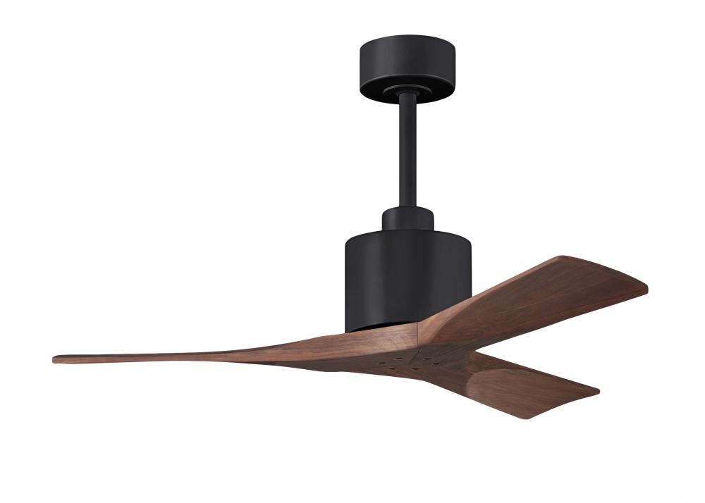 Nan 6-speed ceiling fan in Matte Black finish with 42” solid walnut tone wood blades