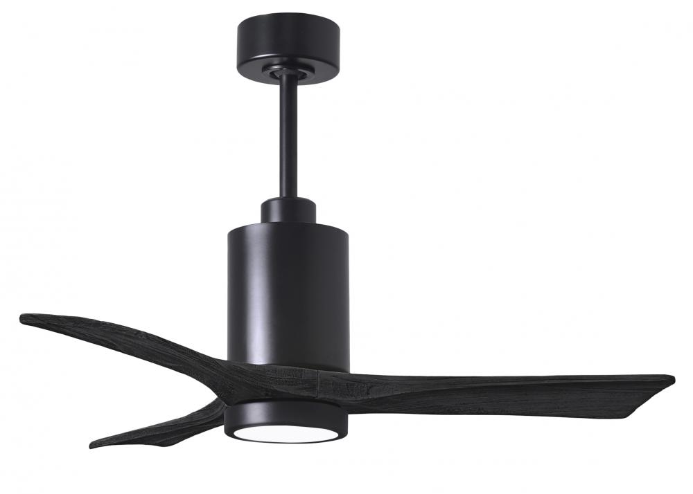 Patricia-3 three-blade ceiling fan in Matte Black finish with 42” solid matte black wood blades