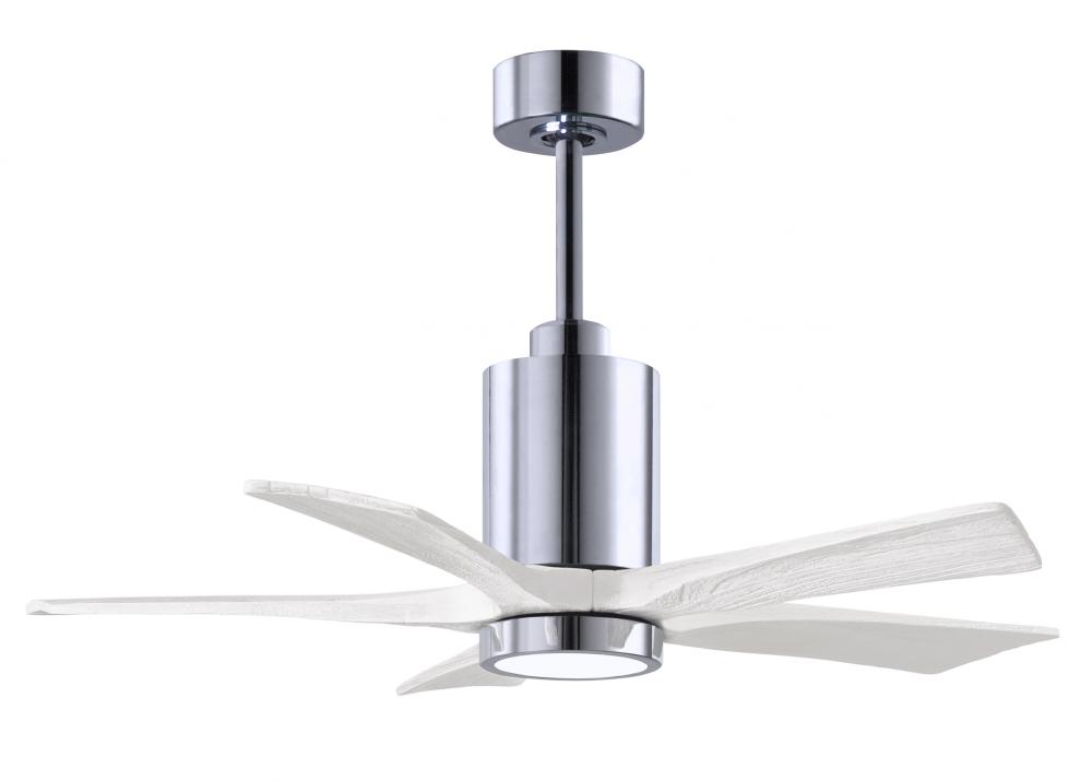 Patricia-5 five-blade ceiling fan in Polished Chrome finish with 42” solid matte white wood blad