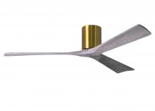  IR3H-BRBR-BW-60 - Irene-3H three-blade flush mount paddle fan in Brushed Brass finish with 60” solid barn wood ton