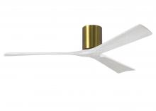 IR3H-BRBR-MWH-60 - Irene-3H three-blade flush mount paddle fan in Brushed Brass finish with 60” solid matte white w