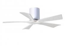  IR5H-WH-MWH-42 - Irene-5H five-blade flush mount paddle fan in Gloss White finish with 42” solid matte white wood