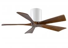 Matthews Fan Company IR5H-WH-WA-42 - Irene-5H five-blade flush mount paddle fan in Gloss White finish with 42” solid walnut tone blad