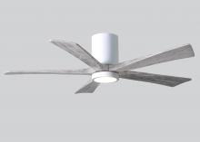  IR5HLK-WH-BW-52 - IR5HLK five-blade flush mount paddle fan in Gloss White finish with 52” solid barn wood tone bla