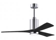  PA3-CR-BK-52 - Patricia-3 three-blade ceiling fan in Polished Chrome finish with 52” solid matte black wood bla
