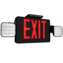  ECOMBO-BHR - EXIT/EM COMBO UNV FACES 2-HEADS RED LETTERS HIGH LUMEN REMOTE CAPACITY BLACK