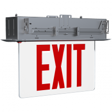  EXITEDGE-RE-1 - RECESSED EDGE-LIT EXIT SIGN 1-FACE RED LETTERS CLEAR PANEL ALUMINUM