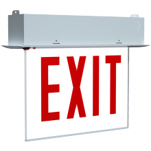  EXITEDGE-RE-1WPWCH - RECESSED EDGE-LIT EXIT SIGN 1-FACE NO ARROWS RED LETTERS WHITE PANEL CHICAGO WHITE