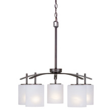 Forte 2741-05-32 - 5-Light 22.25 in. Wide Chandelier in Antique Bronze Finish with Satin Opal Glass