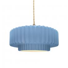  CER-6553-SKBL-BRSS-BEIG-TWST - Medium Tier Pleated 1-Light Pendant