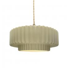  CER-6553-VAN-BRSS-BEIG-TWST - Medium Tier Pleated 1-Light Pendant