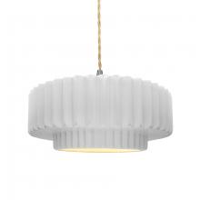  CER-6553-WTWT-NCKL-BEIG-TWST - Medium Tier Pleated 1-Light Pendant