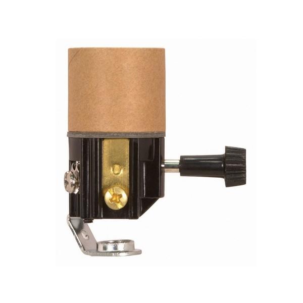Turn Knob Socket With Paper Liner; 2-1/2" Height; 3 Terminal (2 Circuit) Turn Knob; 1/8 IP;