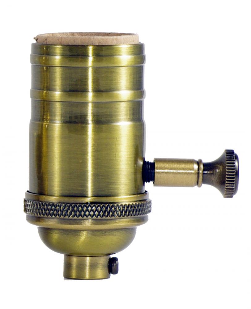 Socket; Antique Brass; Full Range Turn Knob; With Set Screw; 150 Watt