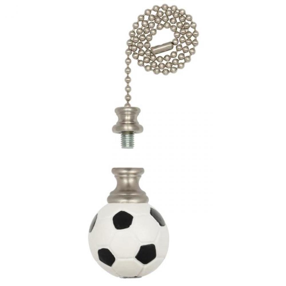 Soccer Ball Finial/Pull Chain Brushed Nickel Finish