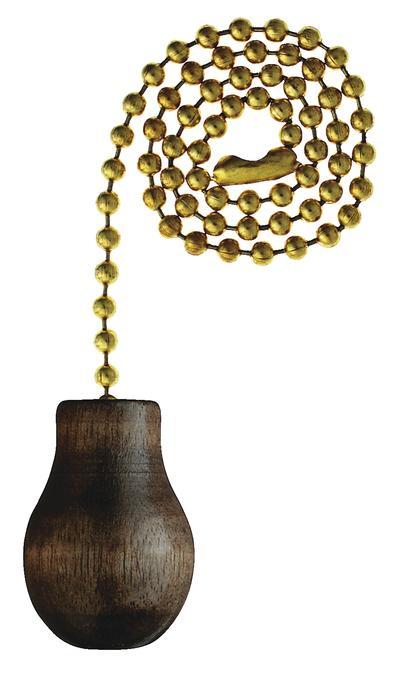 Walnut Wooden Knob Polished Brass Finish