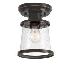  6113000 - 7 in. 1 Light Semi-Flush Amber Bronze Finish Clear Seeded Glass