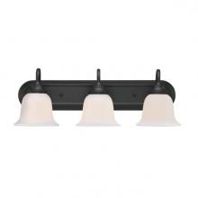  6117200 - 3 Light Wall Fixture Matte Black Finish White Opal Glass