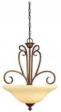  6220800 - 3 Light Pendant Ebony Gold Finish Burnt Scavo Glass