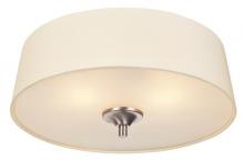  6225900 - 13 in. 2 Light Flush Brushed Nickel Finish White Linen Fabric Shade and Frosted Glass Panel