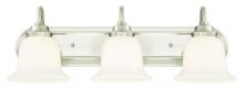  6301500 - 3 Light Wall Fixture Brushed Nickel Finish White Opal Glass