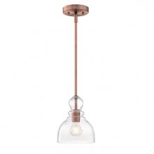  6356400 - Mini Pendant Washed Copper Finish Clear Seeded Glass