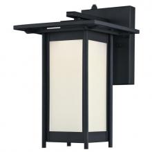  6361100 - Dimmable LED Wall Fixture with Dusk to Dawn Sensor Textured Black Finish Frosted Glass