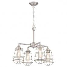  6367100 - 4 Light Chandelier/Semi-Flush Brushed Nickel Finish Cage Shades