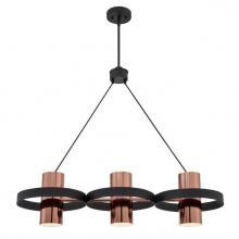  6368900 - 3 Light Chandelier Matte Black Finish Copper Shades