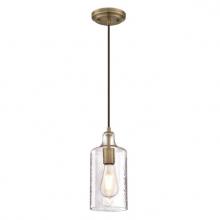  6371400 - Mini Pendant Antique Brass Finish Clear Textured Glass