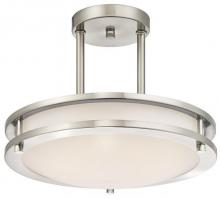  6400900 - 12 in. 15W LED Semi-Flush Brushed Nickel Finish White Acrylic Shade