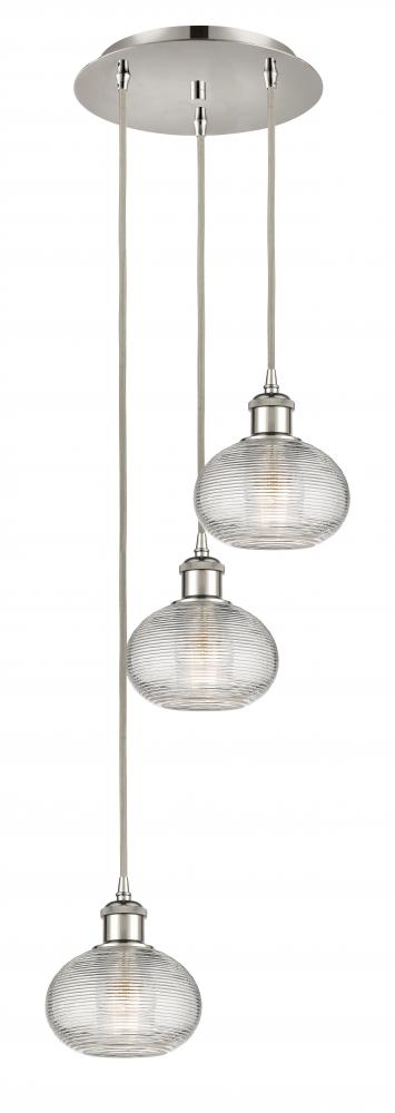 Ithaca - 3 Light - 13 inch - Polished Nickel - Cord hung - Multi Pendant