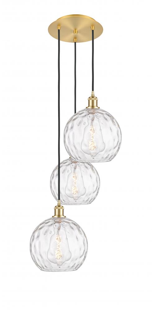 Athens Water Glass - 3 Light - 17 inch - Satin Gold - Cord hung - Multi Pendant