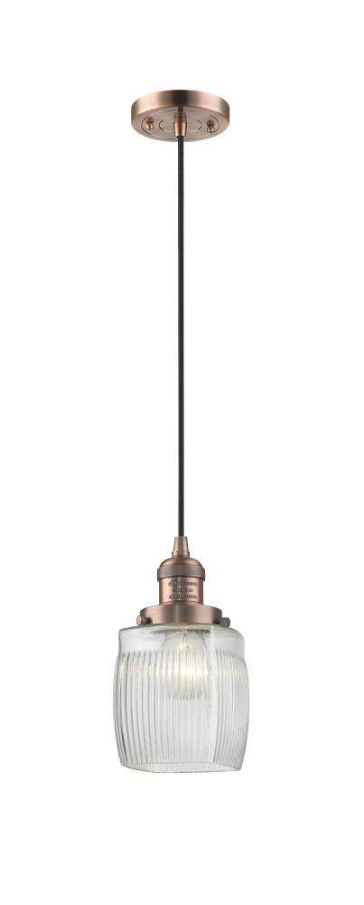 Colton - 1 Light - 6 inch - Antique Copper - Cord hung - Mini Pendant