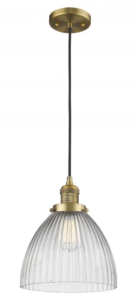 Seneca Falls - 1 Light - 10 inch - Brushed Brass - Cord hung - Mini Pendant