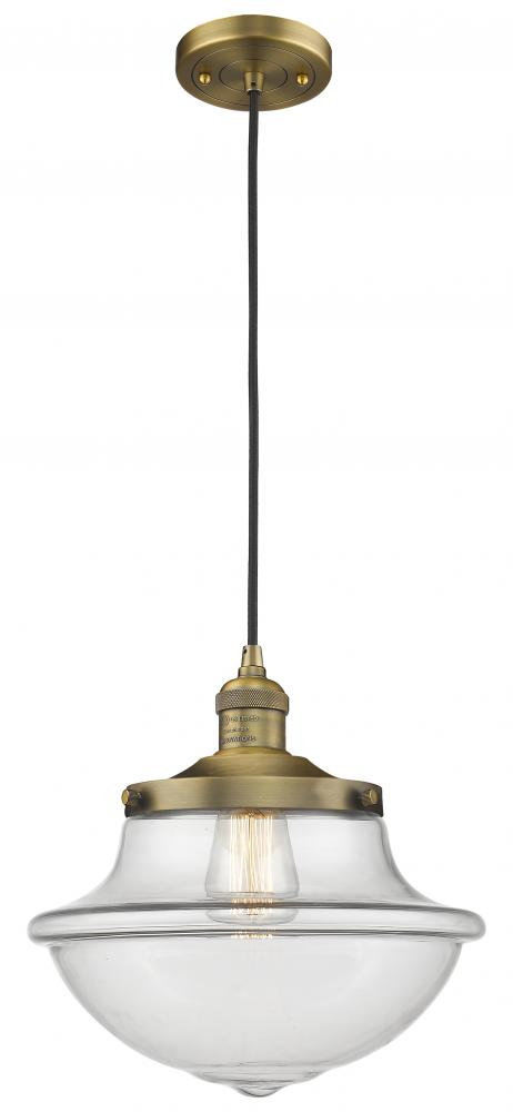 Oxford - 1 Light - 12 inch - Brushed Brass - Cord hung - Mini Pendant