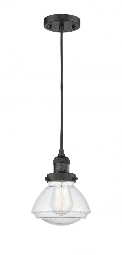Olean - 1 Light - 7 inch - Matte Black - Cord hung - Mini Pendant