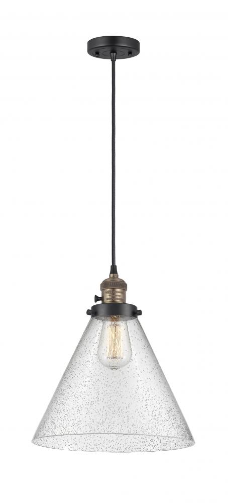 Cone - 1 Light - 12 inch - Black Antique Brass - Cord hung - Mini Pendant