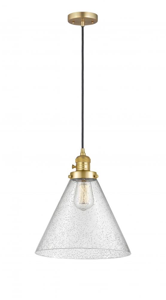 Cone - 1 Light - 12 inch - Satin Gold - Cord hung - Mini Pendant