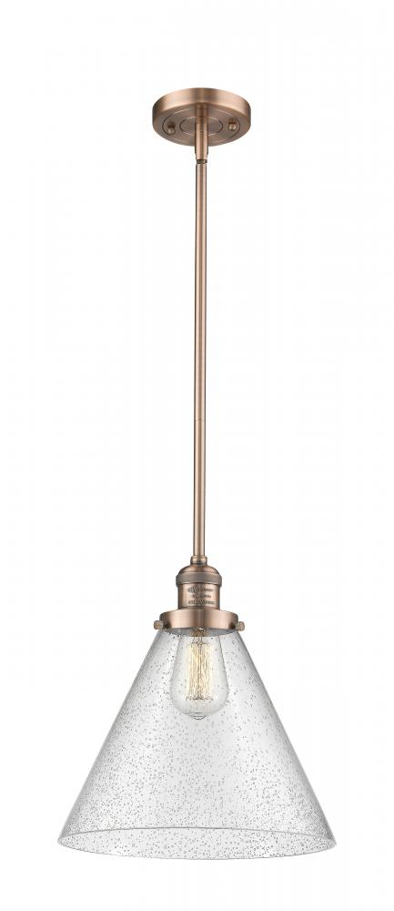 Cone - 1 Light - 12 inch - Antique Copper - Stem Hung - Mini Pendant