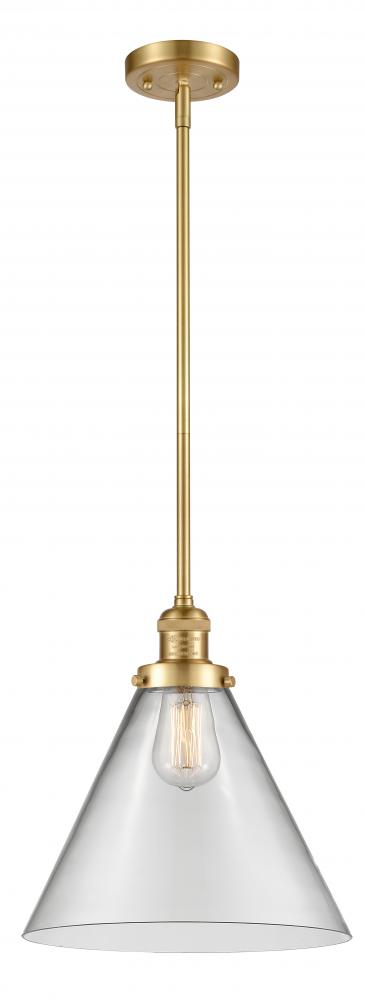 Cone - 1 Light - 12 inch - Satin Gold - Stem Hung - Mini Pendant